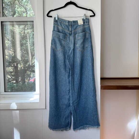 Free People Old West Slouchy Jeans Wide Leg Denim Mid Rise We The Free Blue 25 - Picture 8 of 11